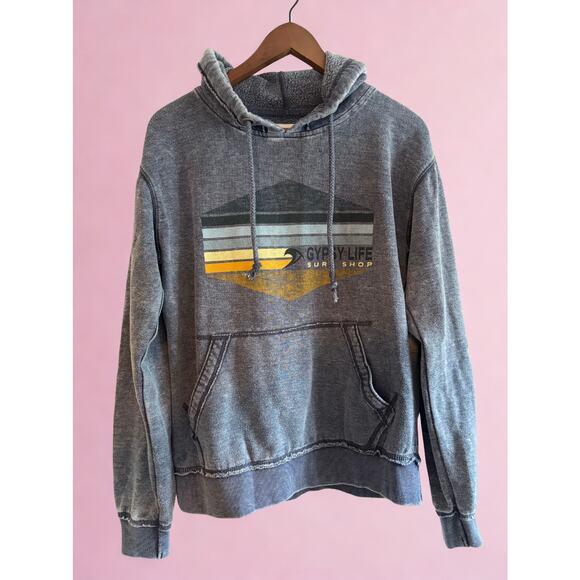 Hoodie | Mens M | Gypsy Life Surf Shop | Burnout Wash Fleece | Navy | Sweatshirt - Picture 1 of 7